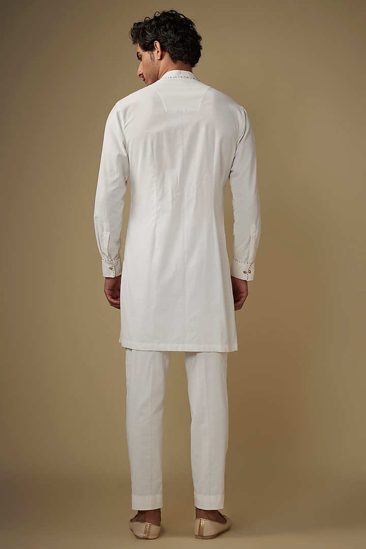 White Corduroy Kurta Set by AJAY KMR at Pernia's Pop Up Shop