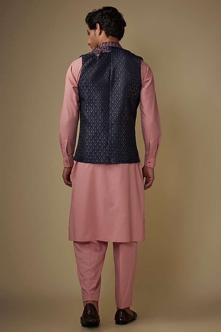 Multi-Colored Twill Cotton Silk Abstract Printed Bundi Jacket Set by AJAY KMR at Pernia's Pop Up Shop