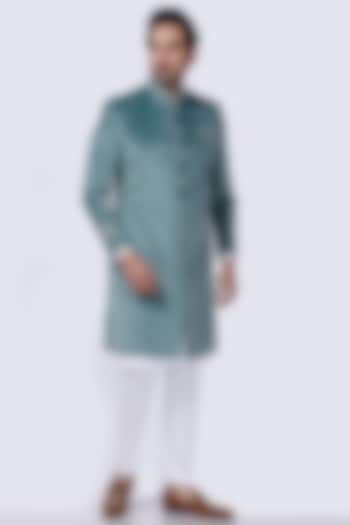 Pista Green Embroidered Sherwani Set by AJAY KMR
