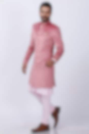 Pink Embroidered Sherwani Set by AJAY KMR