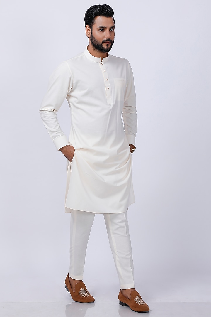 Gold Velvet Embroidered Wedding Sherwani Set by AJAY KMR at Pernia's Pop Up Shop