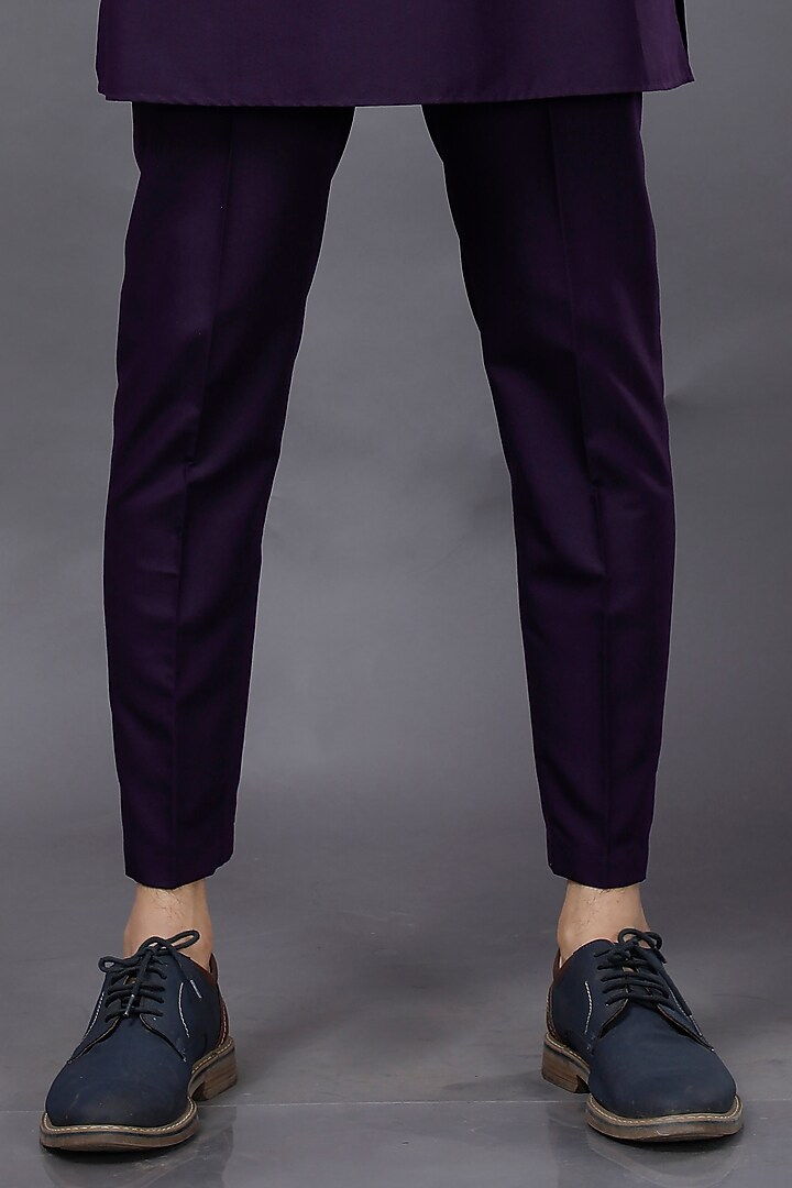 Purple Viscose Kurta Set With Waist Coat by AJAY KMR at Pernia's Pop Up Shop