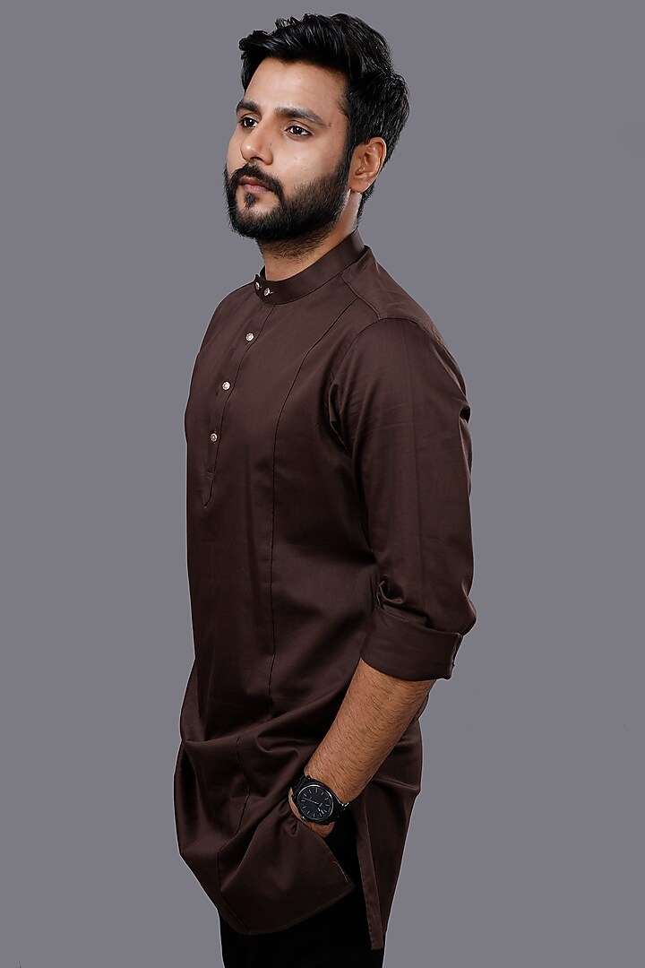 Brown Cotton & Viscose Striped Waistcoat Set by AJAY KMR at Pernia's Pop Up Shop
