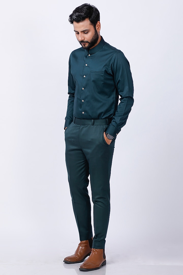 Green Viscose Waistcoat Set by AJAY KMR at Pernia's Pop Up Shop