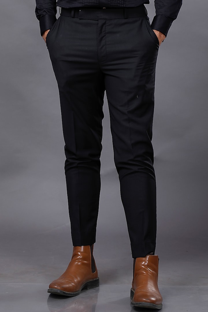 Black Hand Embroidered Tuxedo Set by AJAY KMR at Pernia's Pop Up Shop