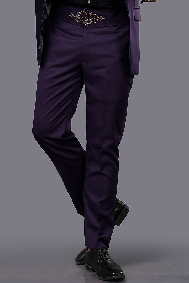 Wine Hand Embroidered Tuxedo Set by AJAY KMR at Pernia's Pop Up Shop