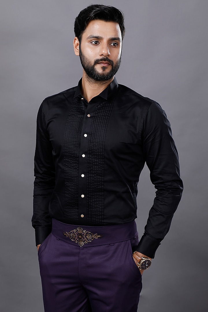 Wine Hand Embroidered Tuxedo Set by AJAY KMR at Pernia's Pop Up Shop