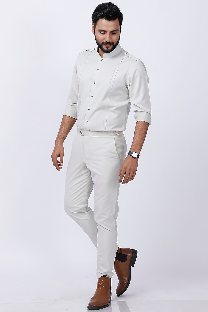Beige Cotton Pant Set by AJAY KMR at Pernia's Pop Up Shop