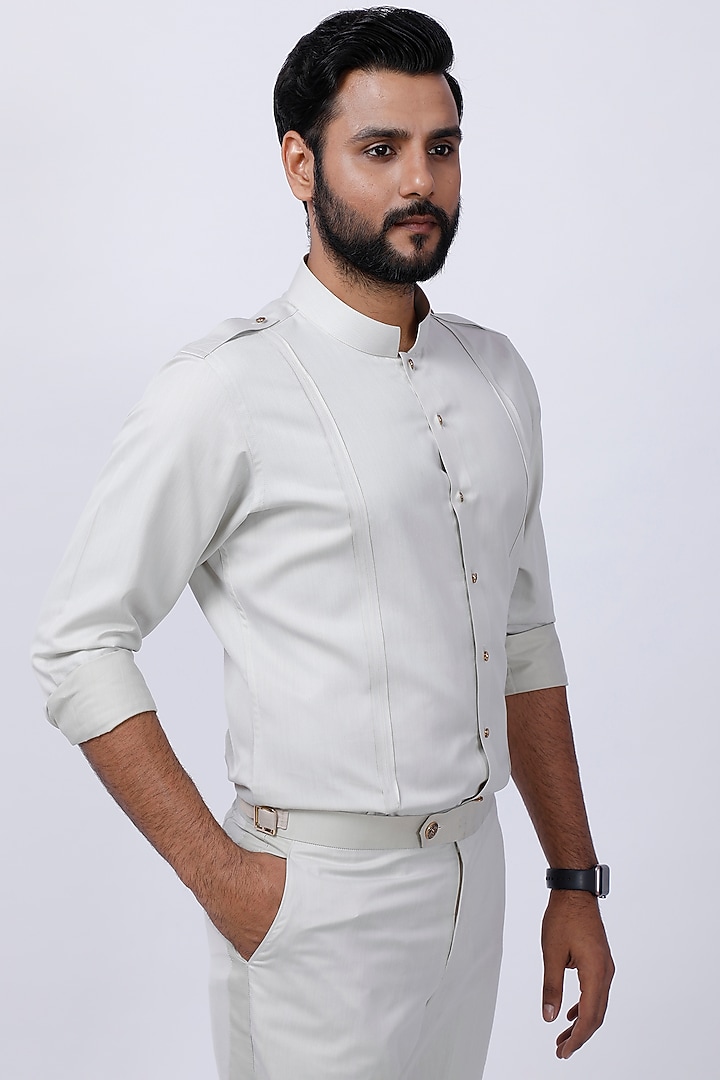 Beige Cotton Pant Set by AJAY KMR at Pernia's Pop Up Shop