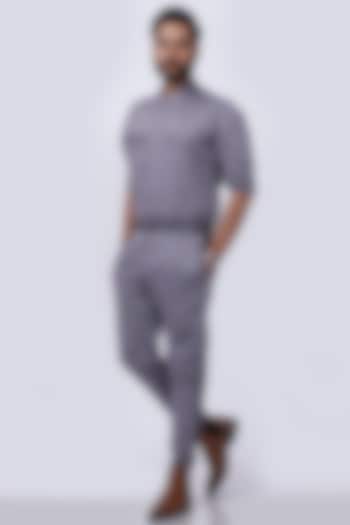 Grey Cotton & Viscose Pant Set by AJAY KMR