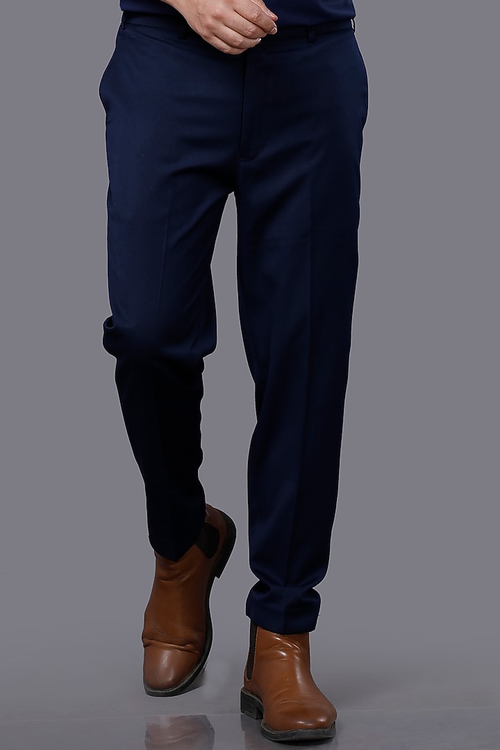 Royal Blue Cotton & Viscose Pant Set by AJAY KMR at Pernia's Pop Up Shop