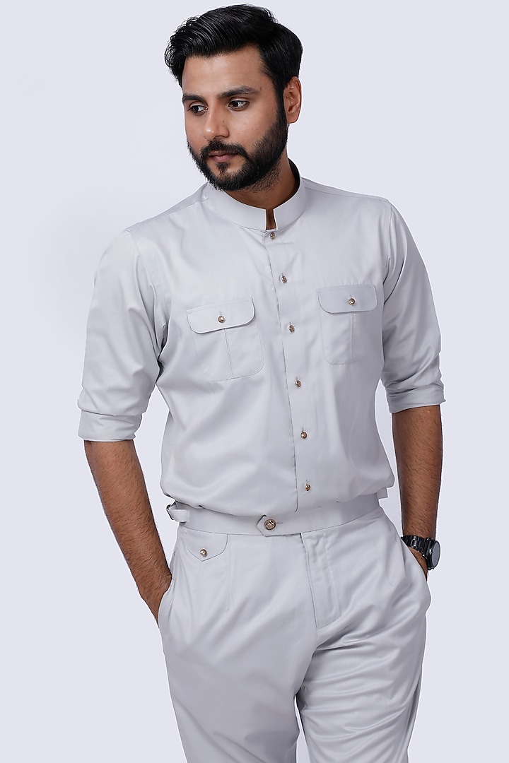 Ivory Cotton & Viscose Pant Set by AJAY KMR at Pernia's Pop Up Shop
