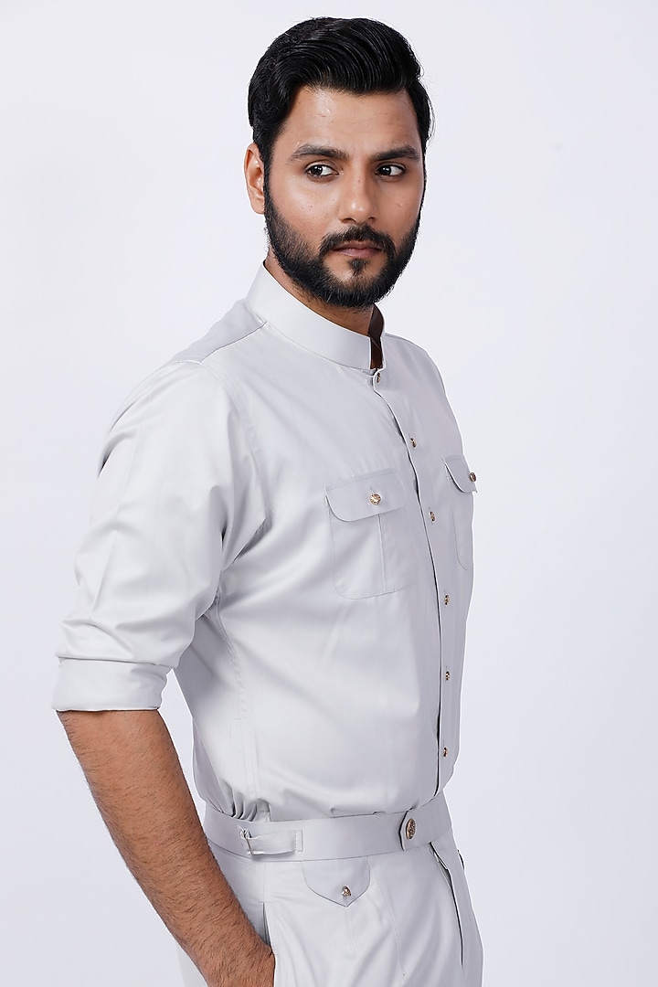 Ivory Cotton & Viscose Pant Set by AJAY KMR at Pernia's Pop Up Shop