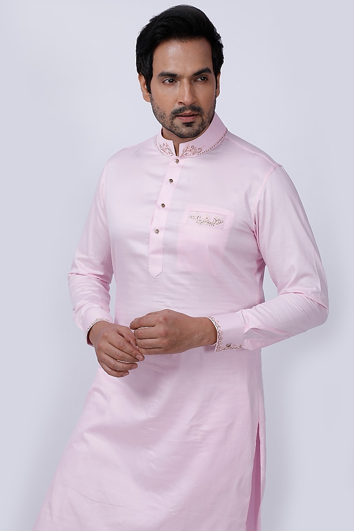 Pink Embroidered Kurta Set by AJAY KMR at Pernia's Pop Up Shop