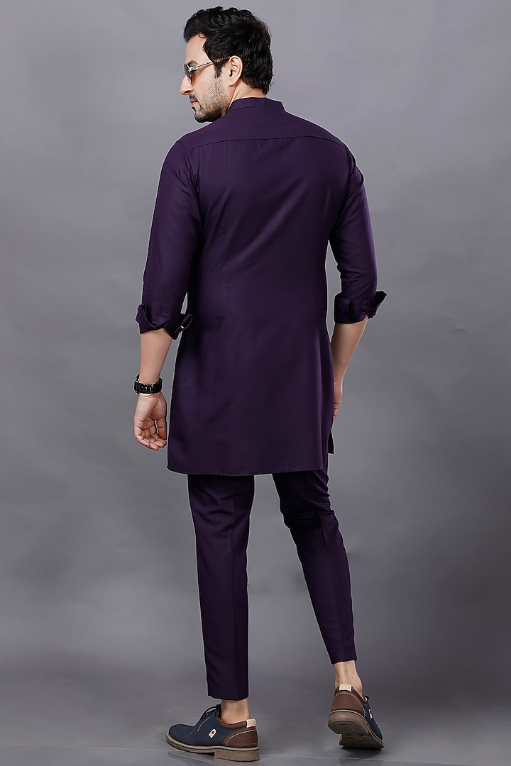 Wine Mercerised Cotton Kurta Set by AJAY KMR at Pernia's Pop Up Shop