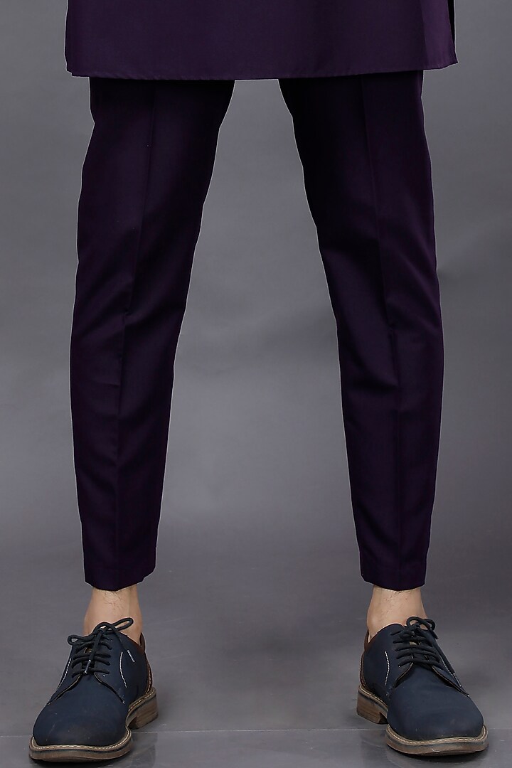 Wine Mercerised Cotton Kurta Set by AJAY KMR at Pernia's Pop Up Shop