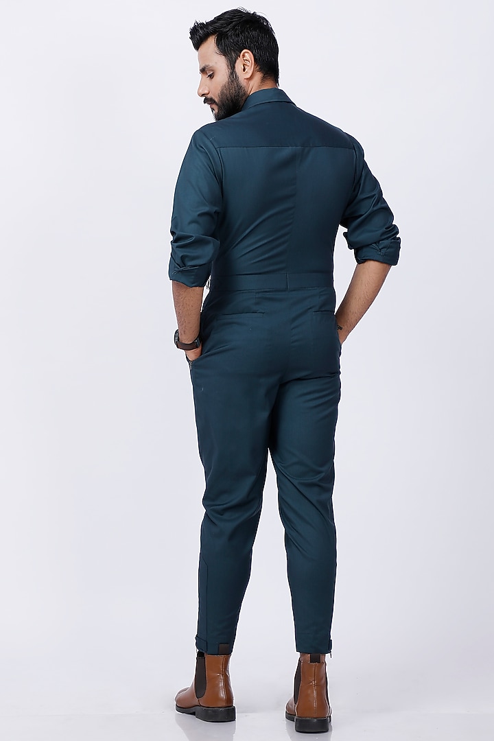 Bottle Green Cotton Jumpsuit by AJAY KMR at Pernia's Pop Up Shop