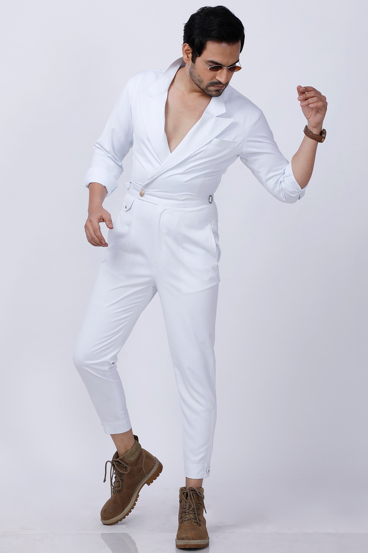 White Cotton Jumpsuit by AJAY KMR at Pernia s Pop Up Shop 2024