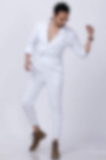 White Cotton Jumpsuit by AJAY KMR