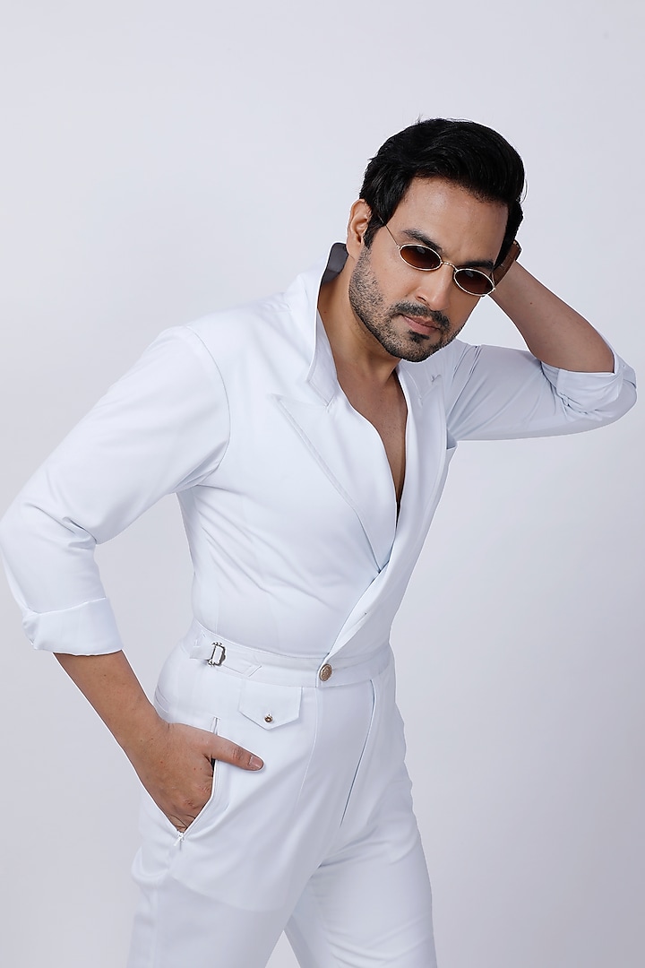 White Cotton Jumpsuit by AJAY KMR at Pernia's Pop Up Shop