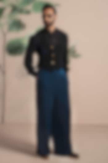 Black Armani Suiting Waistcoat Set by AJAY KMR at Pernia's Pop Up Shop