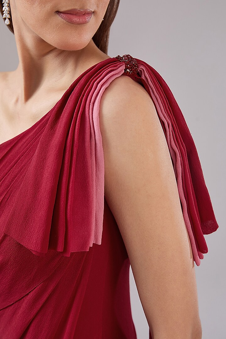 Red Ombre Viscose Tunic Set by Anjali Kanwar at Pernia's Pop Up Shop