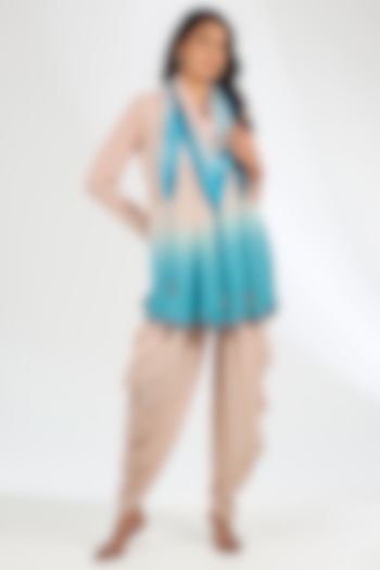 Pink Viscose Georgette & Viscose Chiffon Dhoti Set by Anjali Kanwar at Pernia's Pop Up Shop