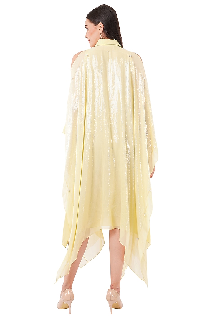 Yellow Viscose Midi Vacation Dress by Anjali Kanwar at Pernia's Pop Up Shop