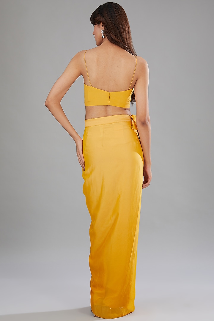 Yellow Viscose Nylon Polyester Ombre Skirt Set by Anjali Kanwar at Pernia's Pop Up Shop