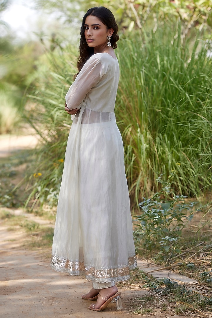 Ivory Tissue Gota & Kasab Embellished Party Wear Anarkali Set by Apeksha Jain Label at Pernia's Pop Up Shop