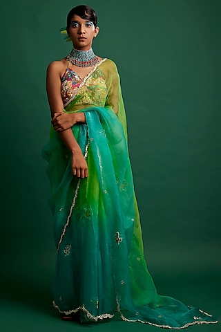 Buy Peacock Colour Saree for Women Online from India's Luxury