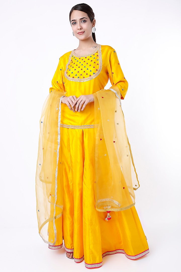 Mango Yellow Gota Patti Kurta Set by Apeksha Jain Label