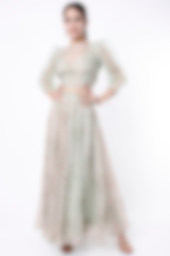 Mint Leheriya Skirt Set by Apeksha Jain Label at Pernia's Pop Up Shop