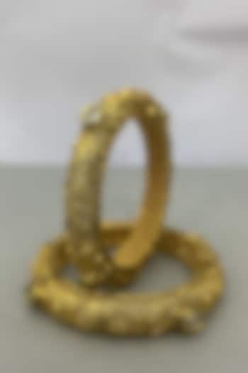 Gold Plated Kundan Bangles by Anjali Jain Jewellery at Pernia's Pop Up Shop