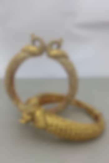 Gold Plated Peacock Bangles by Anjali Jain Jewellery