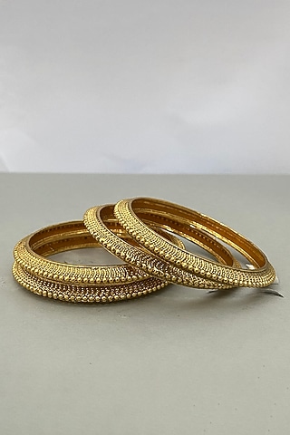 Gold Plated Bangles (Set of 4) by Anjali Jain Jewellery