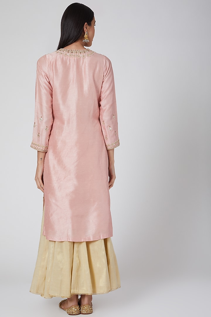Pink & Beige Embroidered Wedding Lehenga Set by Anjali Jain at Pernia's Pop Up Shop