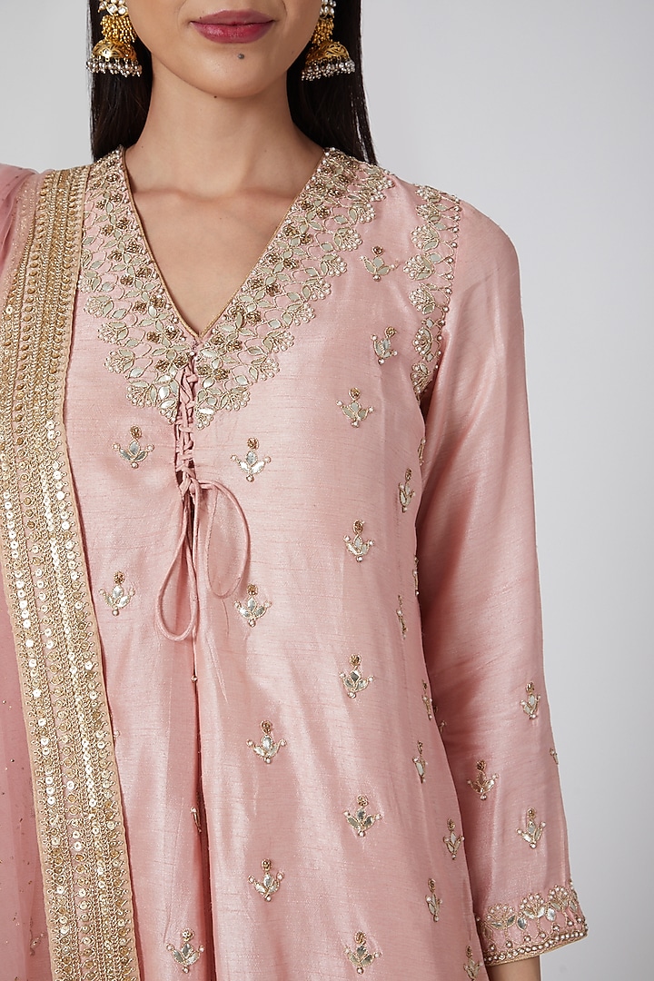 Pink & Beige Embroidered Wedding Lehenga Set by Anjali Jain at Pernia's Pop Up Shop