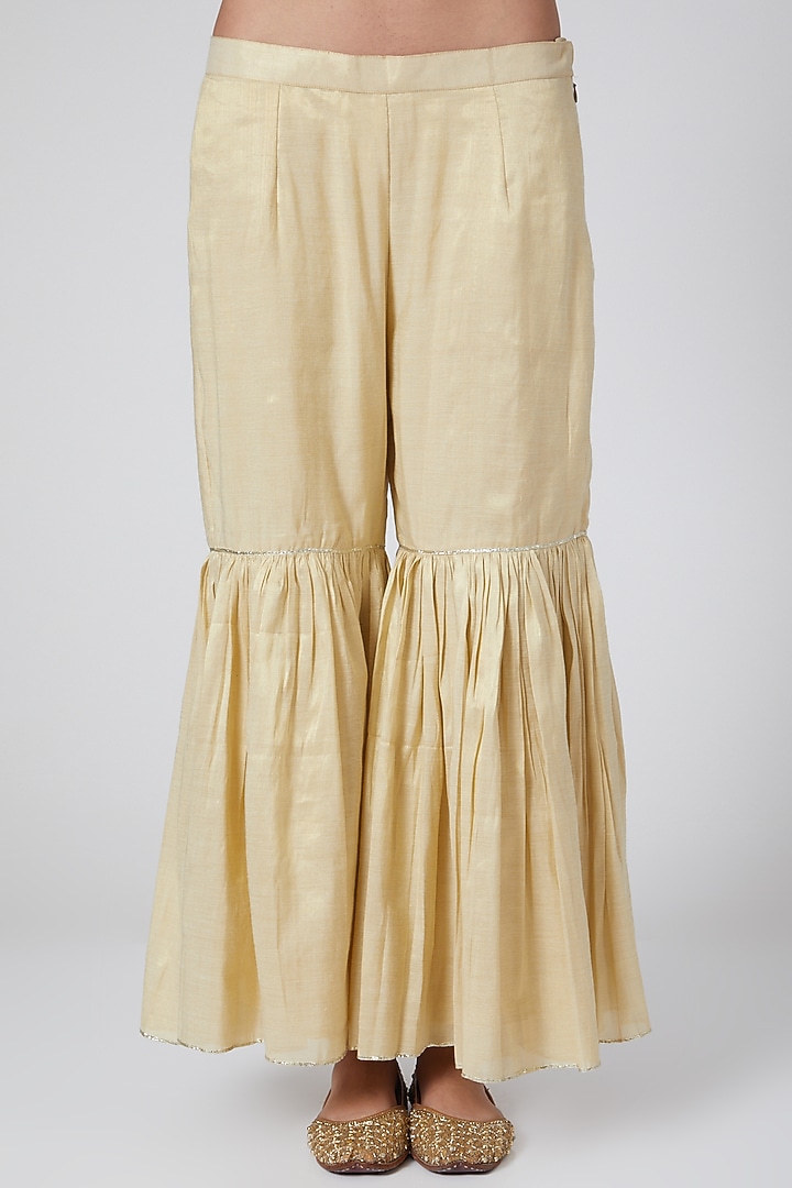 Powder Blue & Gold Embroidered Wedding Sharara Set by Anjali Jain at Pernia's Pop Up Shop