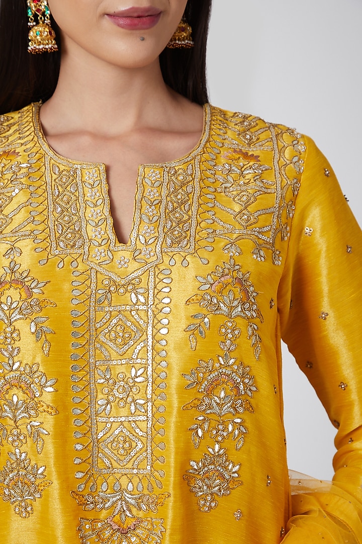 Yellow Embroidered Wedding Lehenga Set by Anjali Jain at Pernia's Pop Up Shop