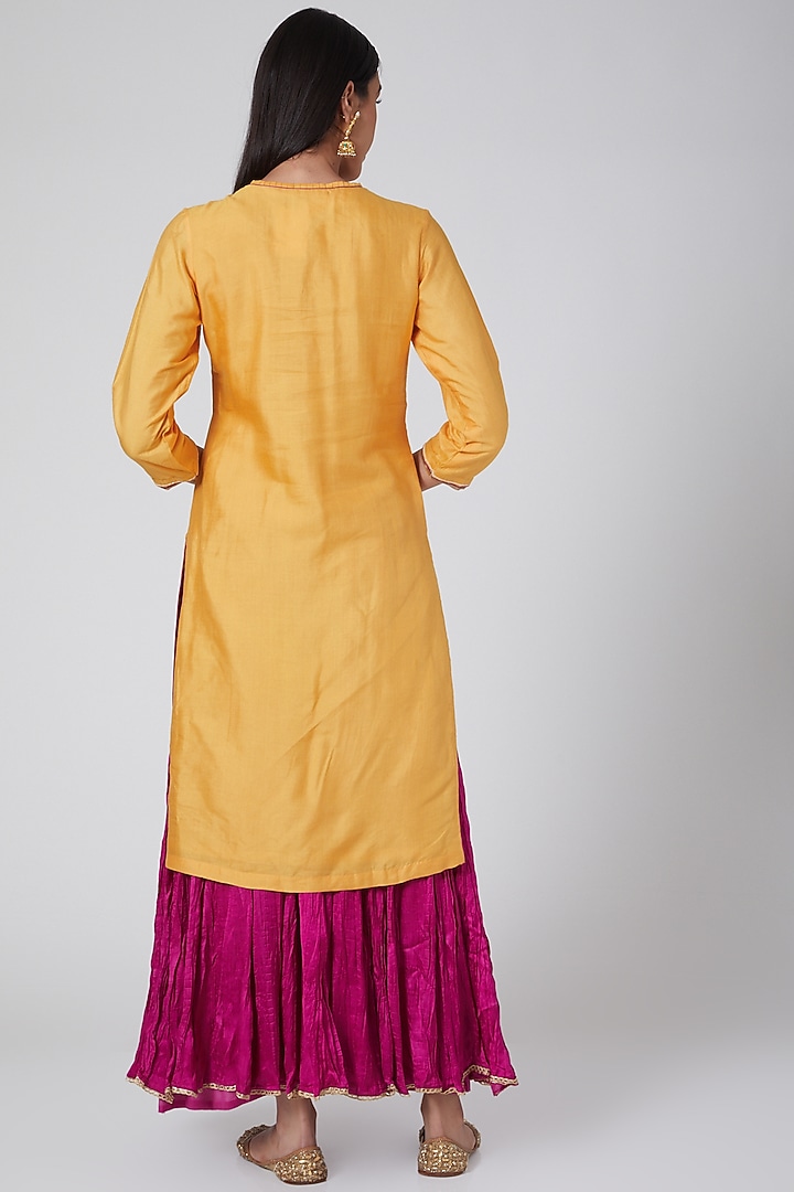 Yellow & Pink Embroidered Wedding Lehenga Set by Anjali Jain at Pernia's Pop Up Shop