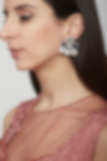 White Finish Diamond Earrings by Anjali Jain Jewellery at Pernia's Pop Up Shop