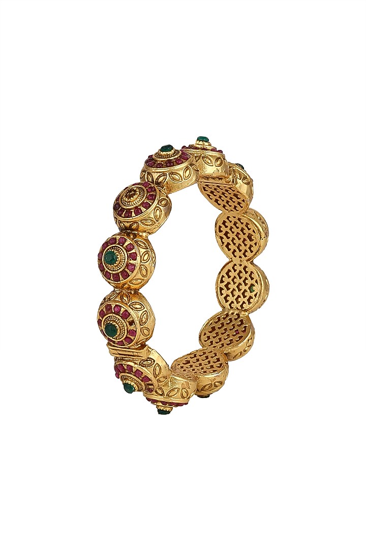 Gold Plated Carved Bracelets by Anjali Jain Jewellery at Pernia's Pop Up Shop