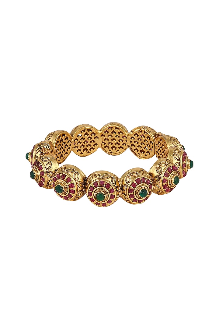 Gold Plated Carved Bracelets by Anjali Jain Jewellery