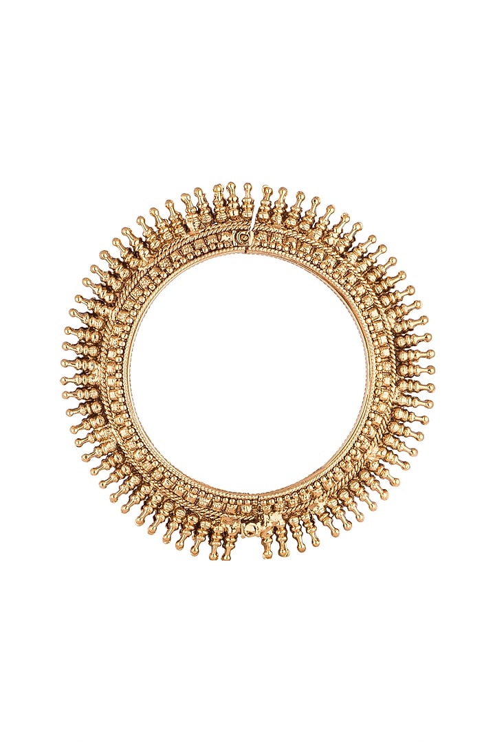 Gold Polish Carved Bangles by Anjali Jain Jewellery at Pernia's Pop Up Shop