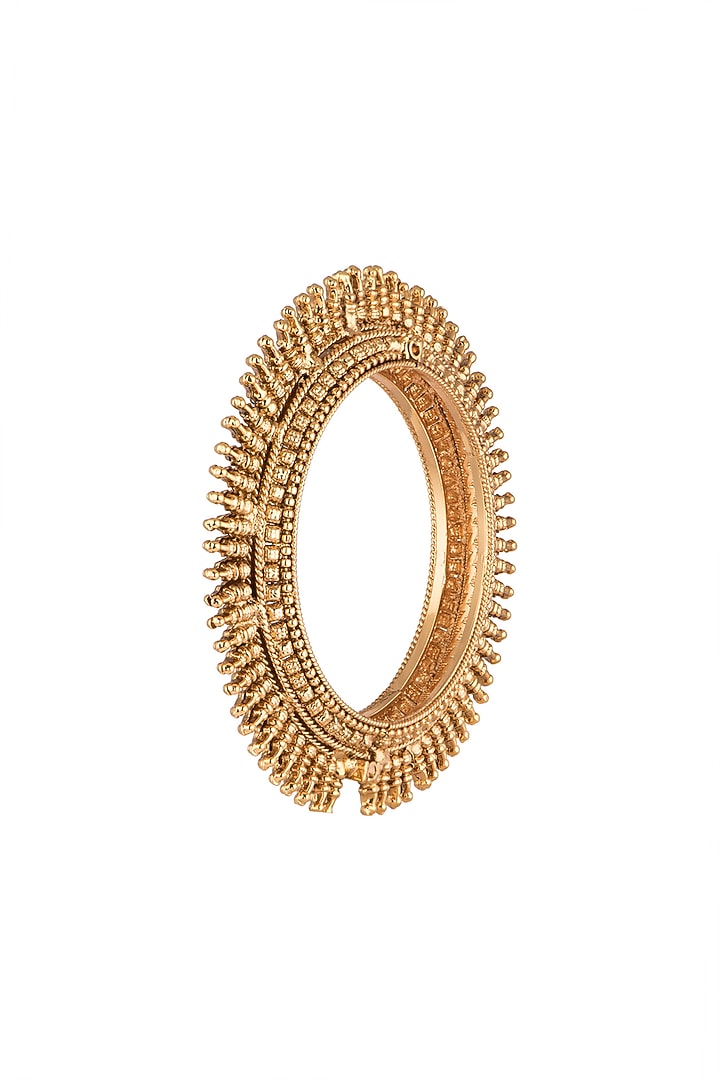 Gold Polish Carved Bangles by Anjali Jain Jewellery at Pernia's Pop Up Shop