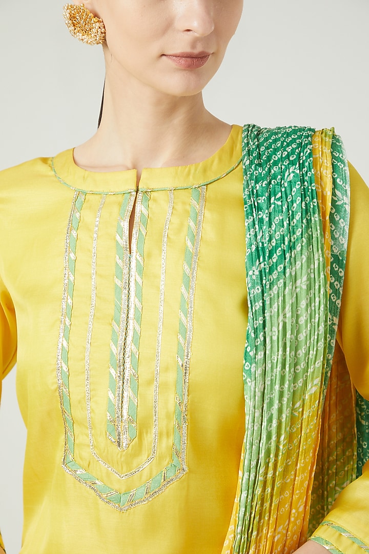 Yellow Cotton Silk Party Wear Sharara Set by Anjali Jain at Pernia's Pop Up Shop