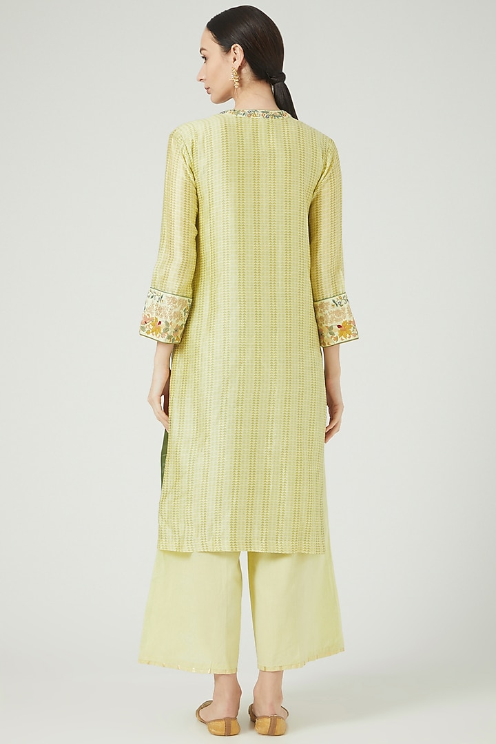 Pistachio Embroidered Kurta Set by Anjali Jain at Pernia's Pop Up Shop