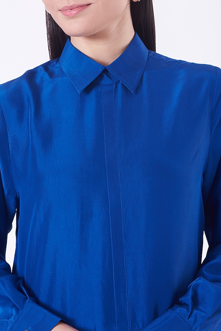 Cobalt Blue Dhoti Vacation Dress by Rishta by Arjun Saluja at Pernia's Pop Up Shop