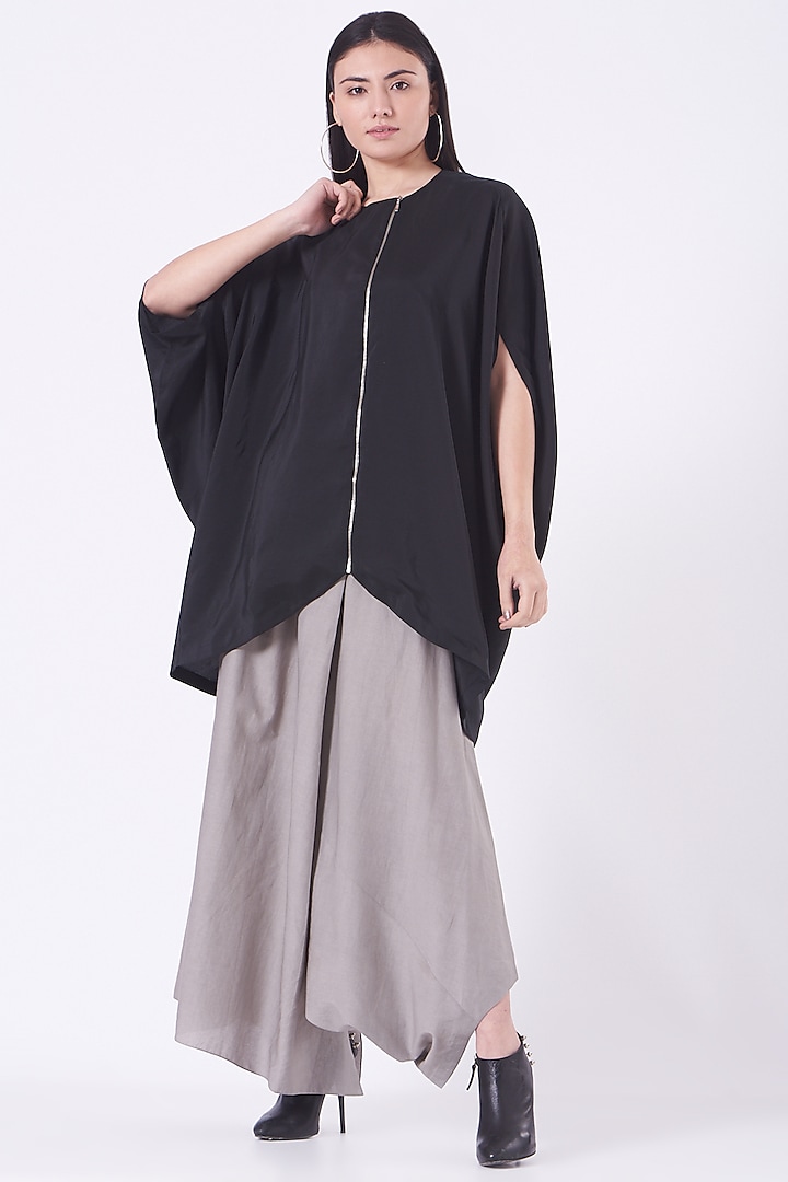Black Draped Kimono Top by Rishta by Arjun Saluja